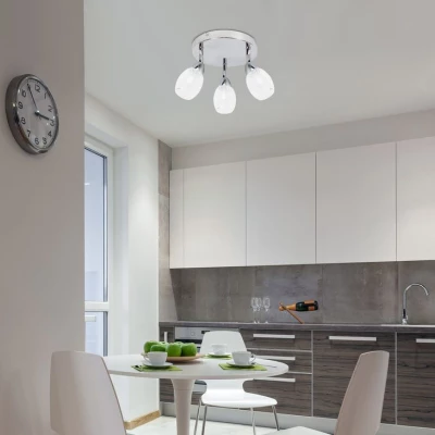 Stropné okrúhle LED bodové svetlo RICO - 3x6W, 3000K (teplá biela), chrómované