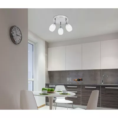 Stropné okrúhle LED bodové svetlo RICO - 3x6W, 3000K (teplá biela), chrómované