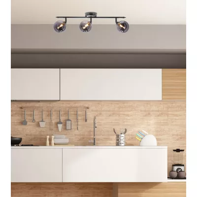 Stropné bodové svietidlo RODIA - 3xG9, 40W, strieborné / grafitové sklo