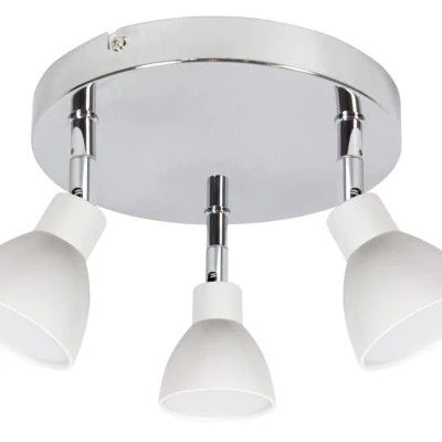 Stropné LED bodové okrúhle svetlo ROY - 3x5W, 3000K (teplá biela), chrómované / biele