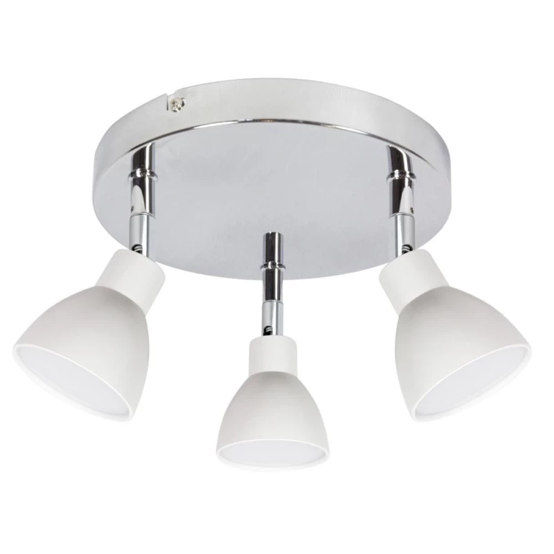 Stropné LED bodové okrúhle svetlo ROY - 3x5W, 3000K (teplá biela), chrómované / biele