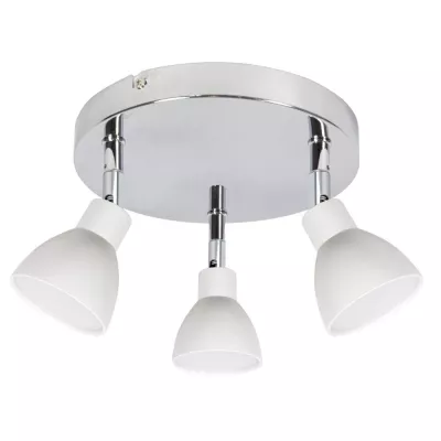 Stropné LED bodové okrúhle svetlo ROY - 3x5W, 3000K (teplá biela), chrómované / biele