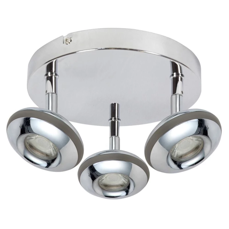 Stropné LED okrúhle bodové svetlo SKIPPER - 3x6W, 3000K (teplá biela), chrómované