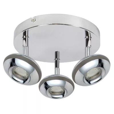 Stropné LED okrúhle bodové svetlo SKIPPER - 3x6W, 3000K (teplá biela), chrómované