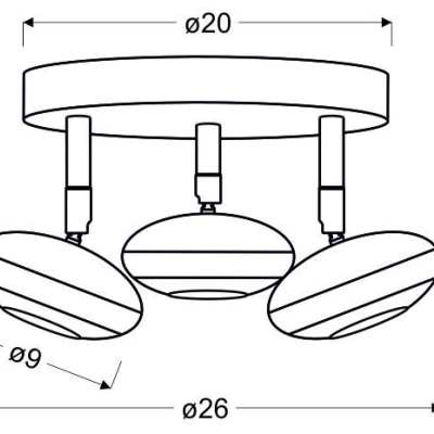 Stropné LED okrúhle bodové svetlo SKIPPER - 3x6W, 3000K (teplá biela), chrómované