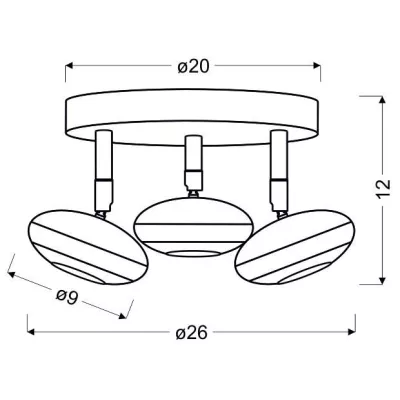 Stropné LED okrúhle bodové svetlo SKIPPER - 3x6W, 3000K (teplá biela), chrómované