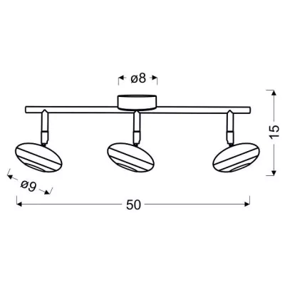 Stropné LED bodové svetlo SKIPPER - 3x6W, 3000K (teplá biela), chrómované