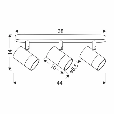 Stropné bodové svetlo TOBI - 3xGU10, 15W, zlaté/biele