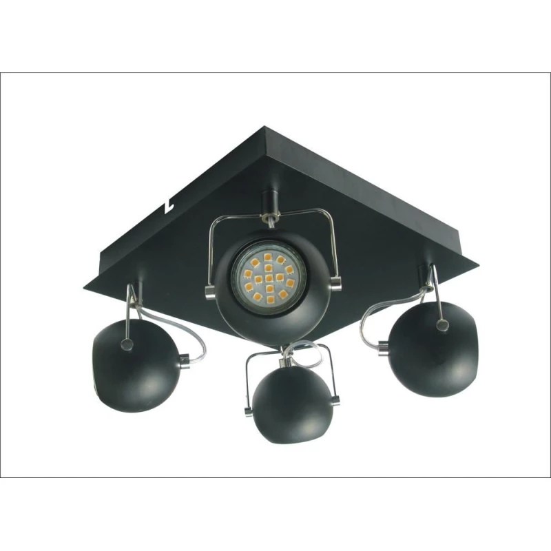 Stropné bodové LED osvetlenie TONY - 4xGU10, 3W, matné čierne
