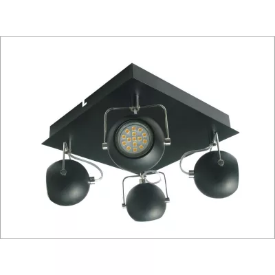 Stropné bodové LED osvetlenie TONY - 4xGU10, 3W, matné čierne