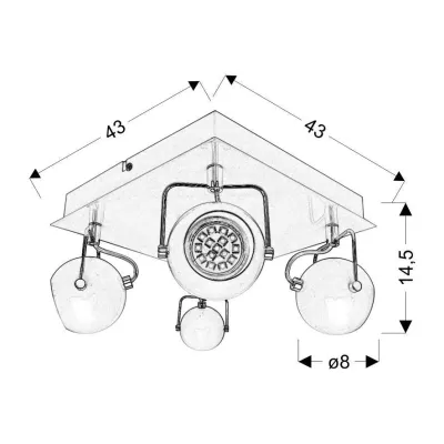 Stropné bodové LED osvetlenie TONY - 4xGU10, 3W, matné čierne