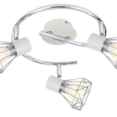 Stropné bodové osvetlenie VERVE - 3xE14, 40W, kruhové, biele / chrómované