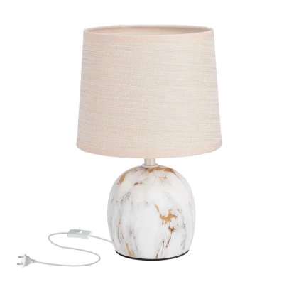 Moderná stolná keramická lampa ADELINA - 1xE14, 40W, biela/zlatá/béžová