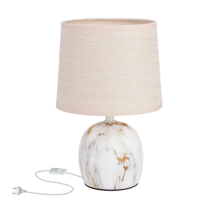 Moderná stolná keramická lampa ADELINA - 1xE14, 40W, biela/zlatá/béžová
