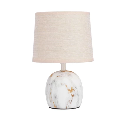 Moderná stolná keramická lampa ADELINA - 1xE14, 40W, biela/zlatá/béžová