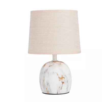 Moderná stolná keramická lampa ADELINA - 1xE14, 40W, biela/zlatá/béžová