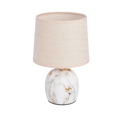 Moderná stolná keramická lampa ADELINA - 1xE14, 40W, biela/zlatá/béžová