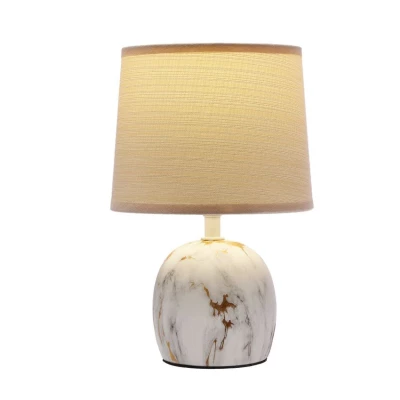 Moderná stolná keramická lampa ADELINA - 1xE14, 40W, biela/zlatá/béžová