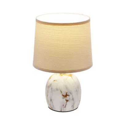 Moderná stolná keramická lampa ADELINA - 1xE14, 40W, biela/zlatá/béžová