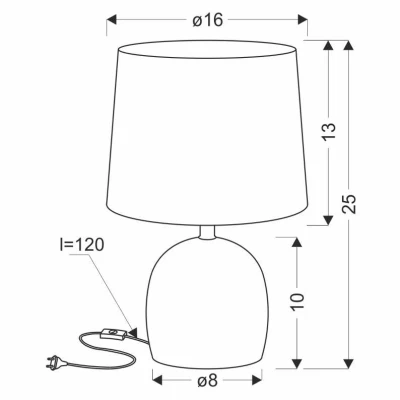 Moderná stolná keramická lampa ADELINA - 1xE14, 40W, biela / šedá