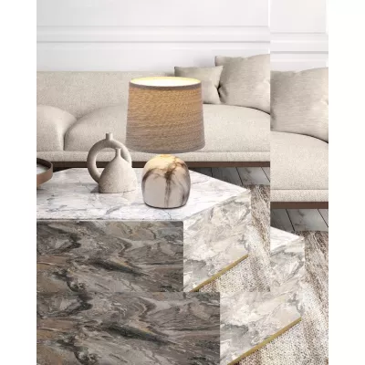 Moderná stolná keramická lampa ADELINA - 1xE14, 40W, biela / šedá