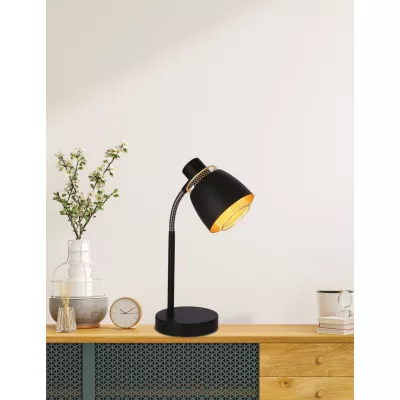 Moderná stolná lampa ALEKSANDRIA - 1xE14, 40W, zlatá / čierna