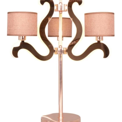 Moderná stolná lampa AMBROSIA - 3xE14, 40W + LED 18,4 W, 2800K (teplá biela), medená