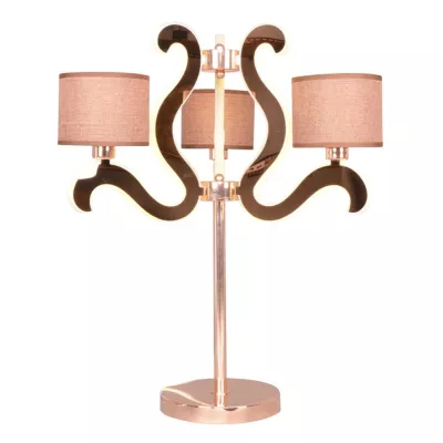 Moderná stolná lampa AMBROSIA - 3xE14, 40W + LED 18,4 W, 2800K (teplá biela), medená