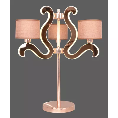 Moderná stolná lampa AMBROSIA - 3xE14, 40W + LED 18,4 W, 2800K (teplá biela), medená
