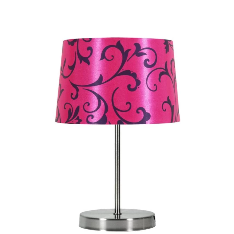 Moderná stolná lampa AROSA - 1xE14, 40W, strieborná / ružová