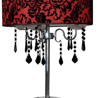 Moderná stolná lampa ASTOR - 3xE14, 40W, chrómovaná / červenočierna