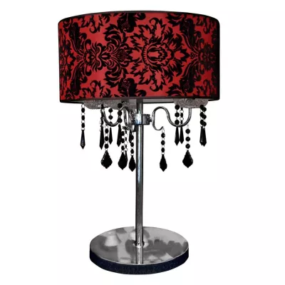 Moderná stolná lampa ASTOR - 3xE14, 40W, chrómovaná / červenočierna