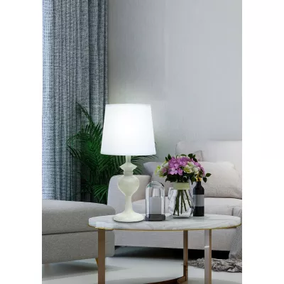 Moderná stolná lampa BERKANE - 1xE14, 40W, biela / modrá