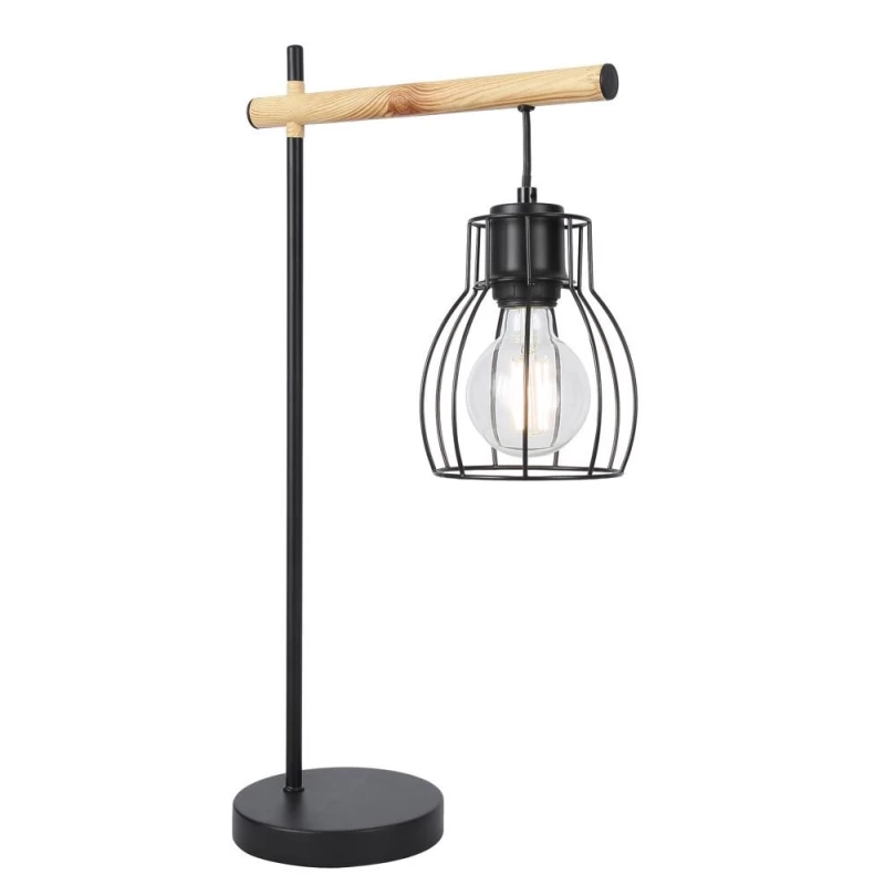 Stolová industriálna lampa BERNITA - 1xE27, 60W, čierna / hnedá