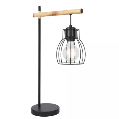Stolová industriálna lampa BERNITA - 1xE27, 60W, čierna / hnedá
