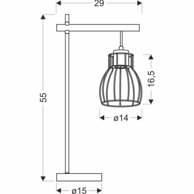 Stolová industriálna lampa BERNITA - 1xE27, 60W, čierna / hnedá