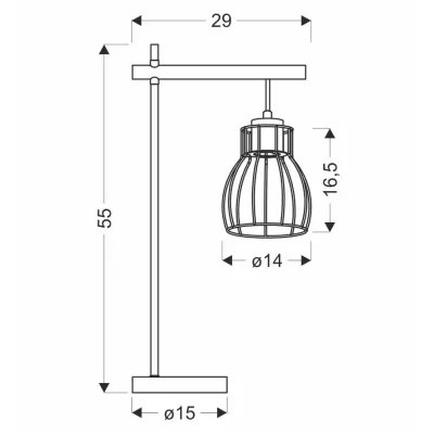 Stolová industriálna lampa BERNITA - 1xE27, 60W, čierna / hnedá