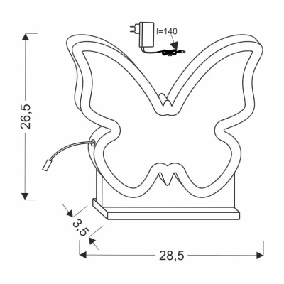 Stolná detská LED lampička BUTTERFLY - 14W, 3000K (teplá biela), žltá