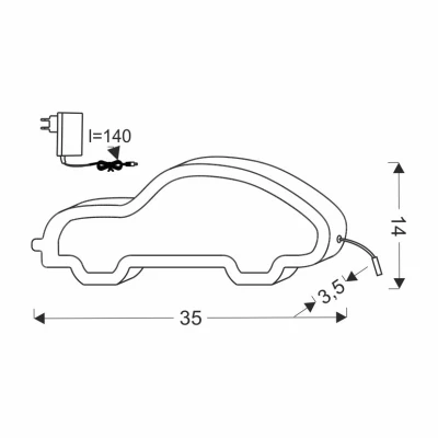 LED stolná lampa do detskej izby CAR - 11W, 3000K (teplá biela), modrá