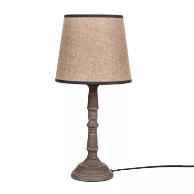 Stolná lampa na nočný stolík CARDINALE 1 - 1xE27, 40W, tmavá šedá / tmavý ľan