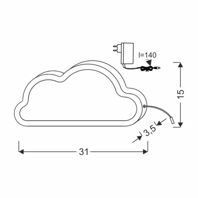 Detská stolná LED lampička CLOUD - 11W, 3000K (teplá biela), modrá