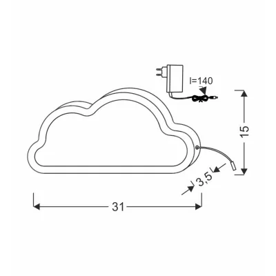 Detská stolná LED lampička CLOUD - 11W, 3000K (teplá biela), ružová