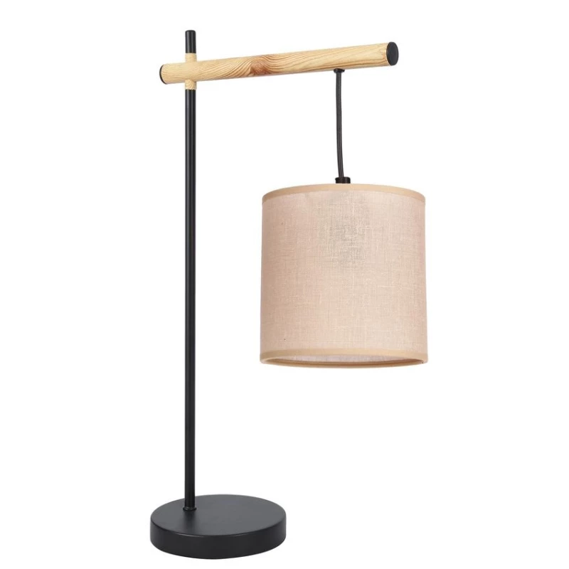 Stolná lampa COMBI - 1xE27, 60W, čierna / hnedá / béžová
