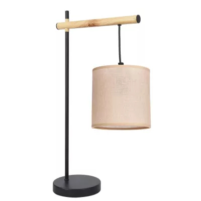 Stolná lampa COMBI - 1xE27, 60W, čierna / hnedá / béžová