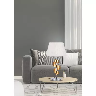Stolná lampa DENIS - 1xE27, 60W, chrómovaná / zlatá