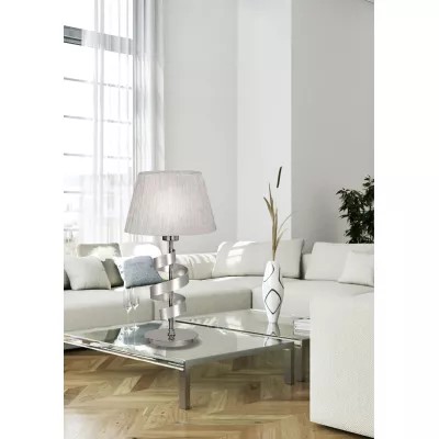 Stolová lampa DENIS - 1xE27, 60W, chrómovaná / biela