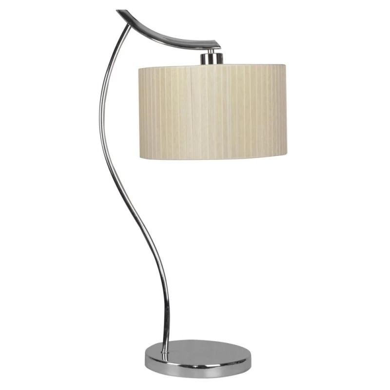 Moderná stolná lampa DRAGA - 1xE27, 60W, chrómovaná / krémová