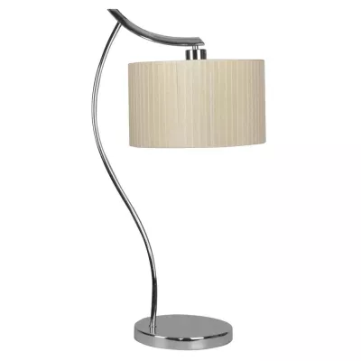 Moderná stolná lampa DRAGA - 1xE27, 60W, chrómovaná / krémová