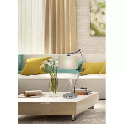 Moderná stolná lampa DRAGA - 1xE27, 60W, chrómovaná / krémová