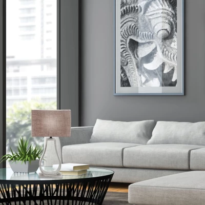 Moderná stolná lampa FEMO - 1xE27, 60W, šedá / béžová